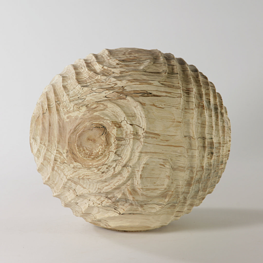 Spalted beech sculpted sphere