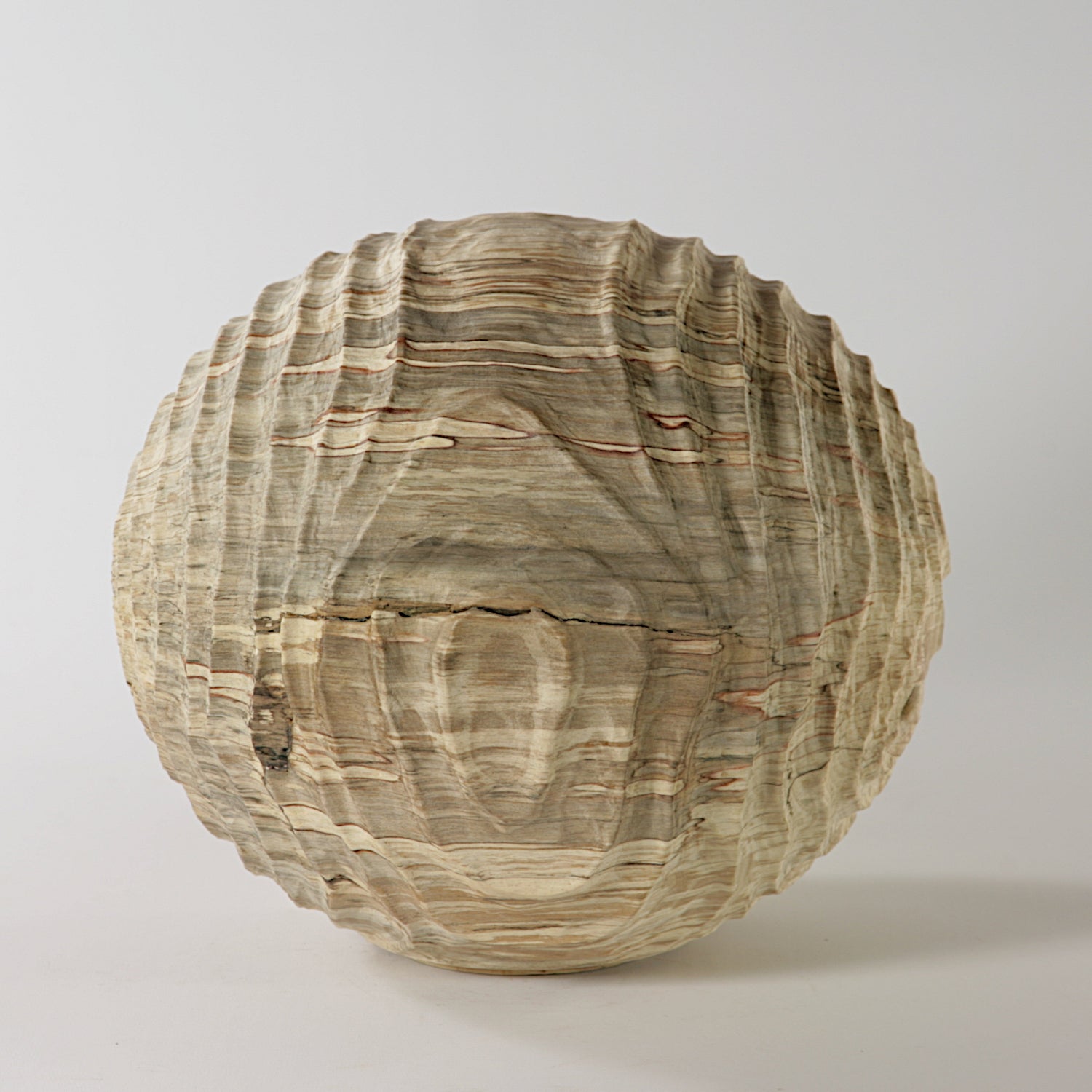Spalted beech sculpted sphere